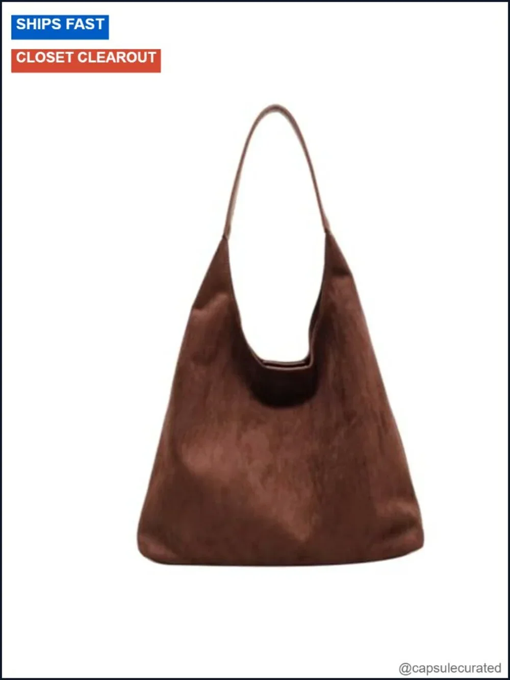 Faux Suede Hobo Bag Slouchy Shoulder Tote Women Work Handbag